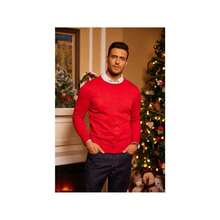 Men's Crew Neck Sweater Slim Fit Lightweight Sweatshirts Knitted Pullover For Casual Or Dressy Wear - 紅色 - 查看 5