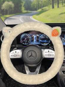 1pc New Rabbit & Carrot Plush Cute Car Steering Wheel Cover, Winter - one-size - View 15