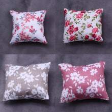 Bantal Dekoratif Miniatur Bermotif Bunga untuk Rumah Boneka, Aksesori Model Dekorasi Ruang Tamu Miniatur, Perlengkapan Dekorasi, dan Properti untuk Rumah Boneka. - Krem - View 5