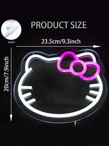 Sanrio 1 件 KT 猫动漫霓虹灯，带墙镜和可调节 LED 灯带 - 塑料、壁挂式、可切换、多功能、USB 供电、无线、无需电池、白色照明 - 适用于房间、情人节派对、生日、婚礼礼物、家庭、圣诞节装饰、送给女朋友、妻子、朋友、家人、恋人的礼物