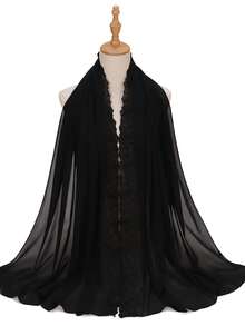 1 lenço hijab muçulmano de chiffon elegante com bordado de rosas para abaya - Multicolorido - Ver 5