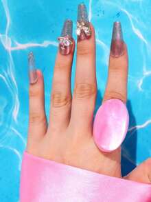 1 chiếc nhẫn nhựa màu trơn cá nhân hóa phóng đại, nhẫn acrylic thanh lịch cổ điển cho mùa hè - Nhiều màu - Xem 15