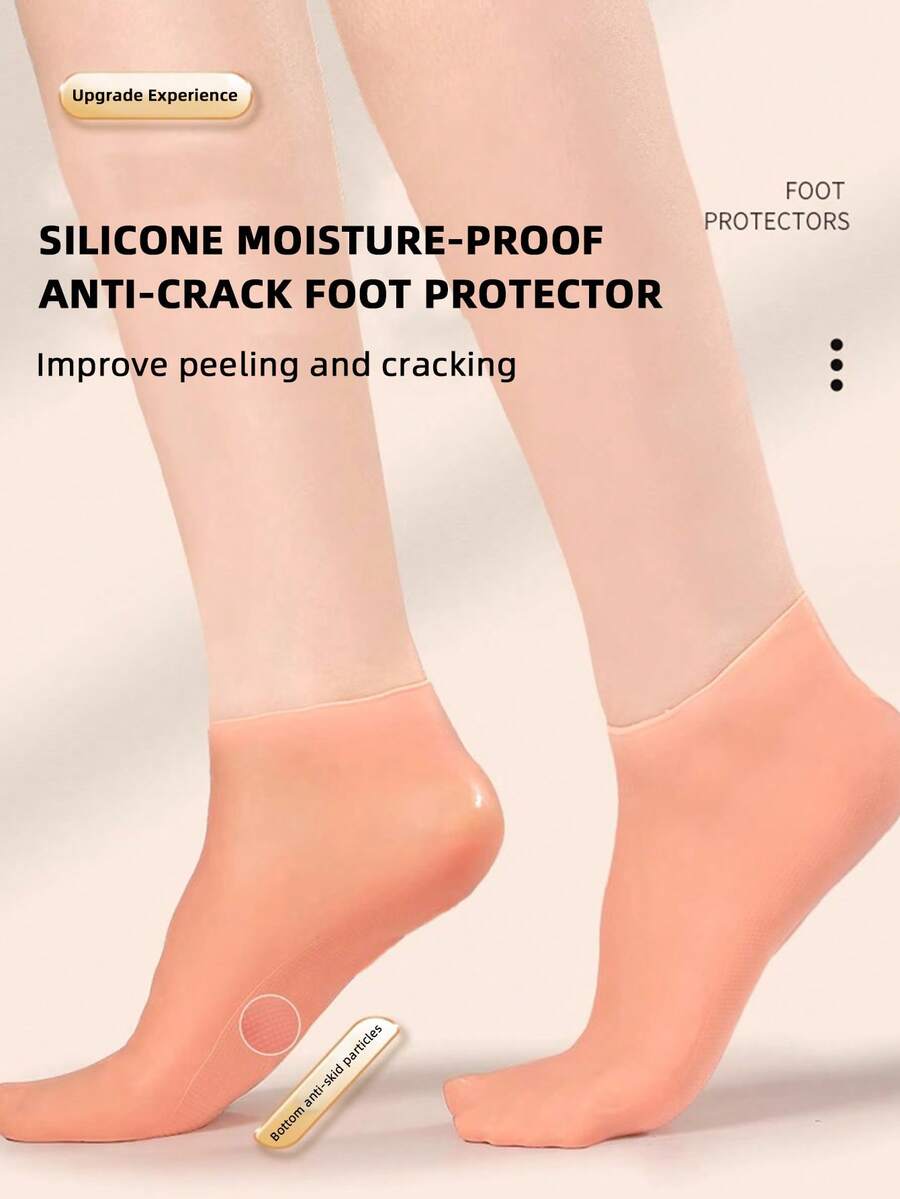 2 Pairs Of Waterproof Beach Socks, Soft Sole Snorkeling Swimming Diving Socks, High Elastic Crack-Proof Moisturizing Socks, Unisex Silicone Casual Socks, Women's Dry Cracked Feet Silicone Moisturizing Socks, Soft Gel Rubber Socks, Women's Foot Care Spa Foot Silicone Socks For Dry Cracked Heels And Softening Rough Skin, Calluses (1 Pair)