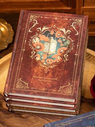 1pc Writable Gold Foil Notebook, Vintage European Style DIY Scrapbooking Material, Student Stationery, Suitable For Gifts, Office, Home, Marking, Labels, Classroom, Entertainment Toys, Student Planner, Creative Retro Decoration Stickers