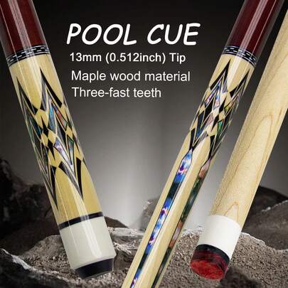 Premium Maple Wood Cue Stick, 13mm Multi-Layer Tip, Exquisite Maple Wood Grain Billiard Cue, Elegant Pattern, Durable Maple Wood Billiard Cue, Beautiful Floral Design, Essential Cue For Billiard Enthusiasts, Holiday & Birthday Gift