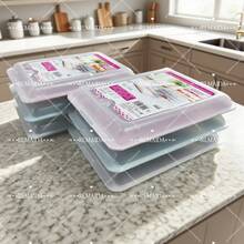 Set Of 3/6 Cold Cuts Holders With Lid, Stackable Lunch Boxes For Food Preservation, Reusable Containers For Cheese, Ham, Cold Cuts And Sausages, Fresh System, Assorted Colors - Colorido - View 1