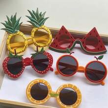 4 件热带水果派对眼镜套装 - 鲜艳的西瓜、橙子、草莓和菠萝图案 - 耐用，适合海滩、泳池、酒吧、卢奥宴会和夏威夷度假