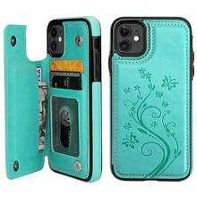 Compatible With IPhone 11 Case Wallet With Card Holder, Embossed Butterfly Premium PU Leather Double Magnetic Buttons Flip Shockproof Protective Cover For IPhone 11 6.1 Inch(Green){"Color_name":"Green"} - 多色4 - 查看 1