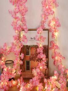1串粉色人造樱花灯，适合家居装饰、家具装饰，营造派对节日气氛，也是情人节礼物、人造植物的理想选择，适用于派对、节日、生日、婚礼装饰、家具照明和房间装饰。 - 彩色 - 查看 8