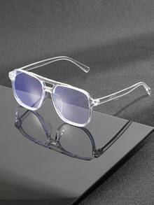 1 Pair Men's Retro Double Bridge Aviator Frame Fashion Glasses, Suitable For Fashion Outfits, Party Decoration, Outdoor Travel, Beach Vacation, Cycling, Driving, Outdoor Sports, Daily Use