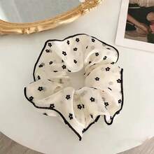 Juego de 2025 Scrunchies de organza transparente vintage y lindos - Set de 1 a 3 piezas con estampado de corazones y flores, Elegantes scrunchies de pelo beige para mujeres y niñas, Accesorios de pelo elásticos suaves para uso diario, fiestas y regalos, Decoración de pelo retro para coletas y moños, Juego de accesorios de pelo perfectos para ella y sus amigas, Lazos de pelo tipo scrunchie, Maquillaje