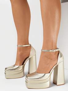 Damen Gold Plateausandalen für Sommerfeste - Gold - Übersicht 2