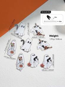 2D Flat, 1pc Halloween Ghost Cat Pumpkin Pattern DIY Jewelry Accessory/Crafting Elegant Earrings Pendant Predrilled Material/Gift For Handicraft Lovers/Inexpensive Item/Small Ornament, Acrylic Double-Sided Printing Craft