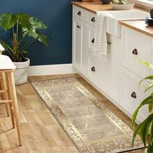 1 pieza Alfombra de lujo con estampado abstracto dorado, tapete de lana sintética - Altamente absorbente, fácil de limpiar, adecuado para decoración del hogar, estilo rústico, entrada, interior, habitación, cocina, comedor, oficina pequeña/oficina en casa, fregadero, lavandería, felpudo, tapete de cocina, antideslizante - Multicolor - Ver 3