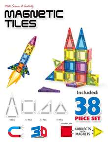 ODAPTO 20/38/60pcs Mini Magnetic Tile Toys With Metal Box, Portable Magnetic Building Blocks, Convenient For Play & Storage, Suitable For Festival & Birthday Gifts