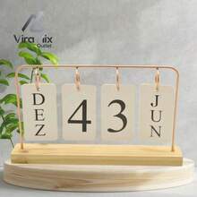 Decorative Permanent Desk Calendar With Plaques For Home And Office - 金的 - 查看 3