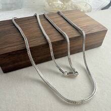 1pc Thick S925 Sterling Silver Chain Necklace Without Pendant, Unisex Clavicle Chain, Fashion