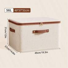 1pc Beige Linen Fabric Zipper Storage Box With Lid - Foldable, Washable, Suitable For Wardrobe Storage Box, Clothes, Underwear, Socks, Lingerie, Suitable For School Supplies, School Accessories Household Use