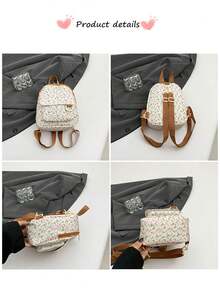 Mädchen süße Schüler klein frisch alles passend Lässig Schultasche Blumen Mädchen Mini Rucksack, Schule Schulanfang Studenten Rucksack für Grundschule, Gymnasium, Oberschule, Einkaufen Reise Rucksack, Handyhalterung, Kopfhörer und kleine Artikel Aufbewahrung