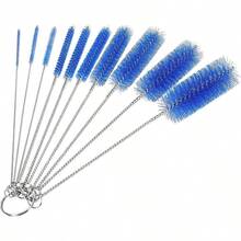 MTSZZF 10Pcs Nylon Bottle Tube Nozzle Cleaning Brush, Pipe Cleaner, Glasses Set Drinking Straws, Glasses, Keyboards, Jewelry Cleaning, Stainless - Steel - Azul marino + 8.0 pulgadas - Ver 2