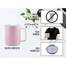 Termo De Acero Inoxidable 14 Oz (414ML) Térmico, Doble Capa, 10 Horas de Duración, Taza Para Café, Bebidas Frías y Calientes (Azul Celeste) - rosa - Ver 5