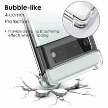 KIOMY Case For Google Pixel 6a Shockproof Bumper Protective Cover Hybrid Design Hard PC Back + Flexible TPU Raised Bezel Slim Fit With Airbags Corners Crystal Clear - Pha lê trong suốt - Xem 2