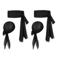 Zando Pirate Accessories Women Men Teens - Pirate Bandana Head Scarf Hat Belt Sash For Halloween Renaissance Themed Cosplay{"Size_name":"OneSize","Color_name":"02Black"} - 02黑色 - 查看 1