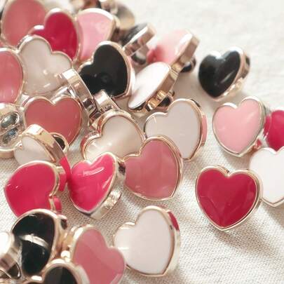 10/20/30/50/100 piezas Botones de plástico en forma de corazón, botones decorativos para suéter, cárdigan, camisa, manualidades DIY
