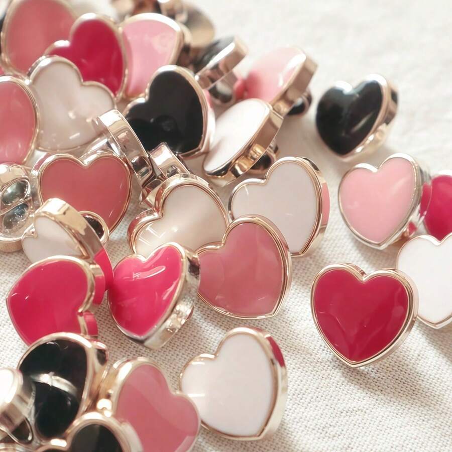 10/20/30/50/100 件心形塑料纽扣，毛衣、羊毛衫、衬衫、DIY 工艺品装饰纽扣