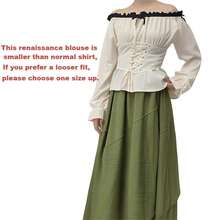 Renaissance Costumes Shirt Women Peasant Blouse Off-Shoulder Tops Halloween Medieval Pirate Costume Women{"Size_name":"Large"} - Lớn - Xem 4
