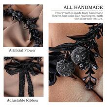 MOSTORY Black Fairy Flower Crown - Gothic Flower Headpiece Dark Fairy Circlet Elf Circlet Medieval Accessory For Renaissance Renfaire Halloween Cosplay Fantasy Photo Shoot{"Color_name":"Black"} - Black - View 4
