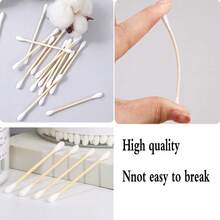 100 Pcs   Beauty & Grooming Cotton Swabs  - Thick Organic Sticks, Dust-Free For Makeup Touch-Ups Versatile Double-Headed Design: The Innovative Double-Headed Design Of These Cotton Swabs Offers Twice The Cleaning Power In One Convenient Tool;  Cotton Swabs Mops With Storage Case Extra Absorbent Double-Ended XL Cotton Buds With Pointed And Round Head Wooden Swabs For Cleaning And Maintenance Double-Round Tip Cotton Swabs - Organic Strong Wood Stick, Dust-Free & Waterproof Packaged - 白色 - 查看 5