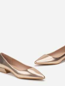 Elegant Pointed Toe Low Heel Pumps - Women's Casual Work/Office Shoes - Champagne - View 5
