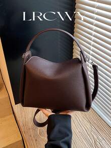 Women's Handbag, Fashion Minimalist Business Casual Tote Bag, Elegant Shoulder Bag, Black Bucket Bag - Coffee - View 2