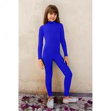 YgneeDom Kids Girls One Piece Spandex Unitards, Long Sleeve Turtleneck Unitard, Full Body Catsuit, Dance Leotard Costumes{"Color_name":"RoyalBlue","Size_name":"Medium"} - 皇家藍 - 查看 5