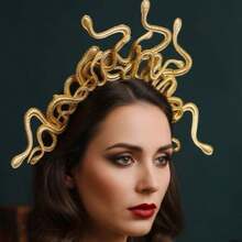 Medusa Snake Headband Gold Goddess Headpieces Halloween Party Rave Festival Hair Accessories For Women And Girls