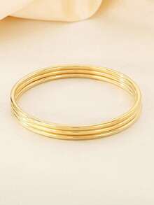 Women's 18k Gold Plated Stainless Steel Bracelet, Fashion Light Luxury Simple Basic Bracelet, Waterproof Jewelry