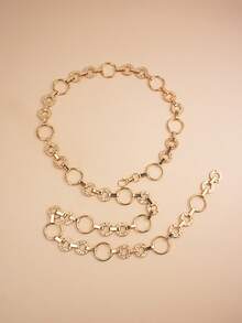 Fashionable Metallic Waist Chain Belt, Versatile Decoration For Dresses, Gold & Silver Color