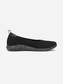 Soft Knit Slip-On Sneakers Women Casual Summer Travel - Black - View 3