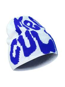 Y2K Graphic Beanie Hat, Unisex Gothic Style Knitted Warm Casual Outdoor Winter Hat, Acrylic Blend Breathable Slouchy Beanie For All Seasons Accessories For Winter Winter Clothing - A - View 3