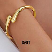 Gold-Plated Statement Jewelry Set: Women's Teardrop Earrings, Stackable Rings, Open Cuff Bracelet - Elegant And Fashionable For Daily, Party, Jewelry, Valentine's Day, Mother's Day Gifts, Graduation/Prom Jewelry Accessories - Water Drop - View 4