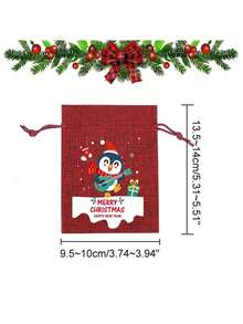 8/1件圣诞节抽绳礼品袋，圣诞节包装袋，粗麻布袋，装饰性节日派对礼物，圣诞节粗麻布袋，捆绑袋，跨境派对节日礼品袋，抽绳儿童卡通糖果袋，粗麻布袋，万圣节，圣诞节 - 彩色 - 查看 10