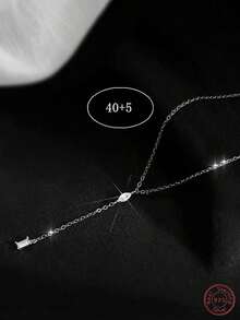 Una pieza de collar con colgante de gota de agua y diamante cuadrado, adecuado para citas, fiestas, viajes, viajes, uso diario y ropa de playa. Un regalo de joyería versátil y elegante para novia, mejor amiga o conocida femenina. - Amarillo Oro - Ver 5