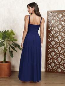 Simple Twisted Zipper Ruffle Hem Formal & Evening Wedding - 藏蓝色 - 查看 2
