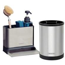 Dispenser Sabão Detergente Tramontina E Porta Utensílios Inox Kit Cozinha - Cinza - Visão 3