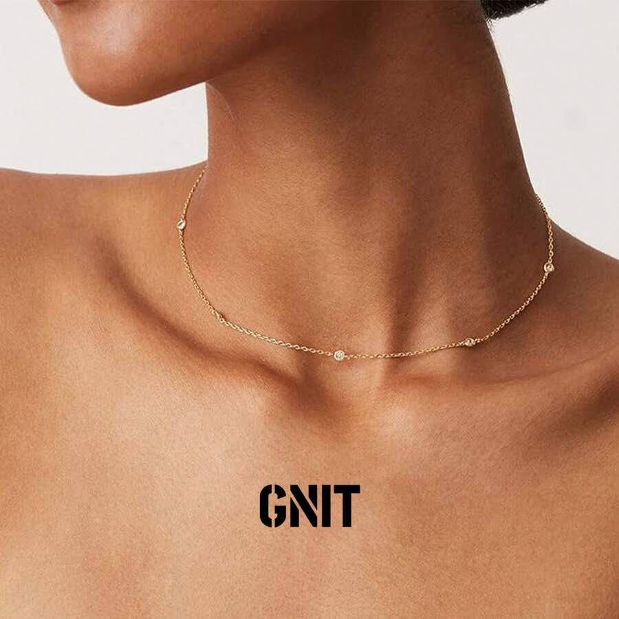 GNIT Gold-Plated Cubic Zirconia Layered Necklace: Elegant And Sophisticated, Suitable For Women, Great For Everyday Wear, Parties, And Valentine's Day