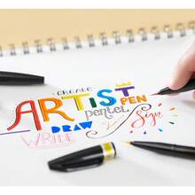 Arts Brush Sign Pen Artist Wallet Of 12 Assorted Standard Colours SESF30C12