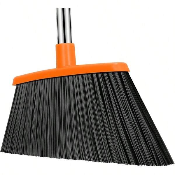 Heavy Duty Broom, 55 Inch Long Handle Outdoor Large Angle Brooms, Commercial Broom Sweeping Indoor, Home Garage Kitchen Office Courtyard Lobby Patio Lawn Concrete Orange