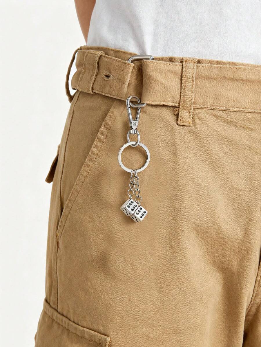 1pc Silver Alloy Dice Bag Charm, Men Wallet Decor, Wallet Chain, Bag Pendant, Bag Charm And Accessory, Key Chain, Minimalist Stylish Hip-Hop, Suitable For Daily Outing, Gift For Friends, Christmas, Birthday