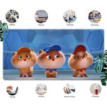 1pc  Cute Cartoon Fluffy Cats Gaming Mouse Pad - Rubber Base, Washable Desk Mat With Adorable 3-Cat Design, Ideal For Office, School, Home Decor, Perfect Gift For Fans, Cute Desk Mat